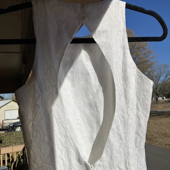 Gunne Sax Full Lace White Open Back Tea Length Dress Wedding Size 3 - Picture 8 of 11